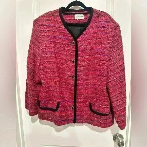 Haberdashery Jackets & Blazers - Sz 20 Vintage 80's Multi-color Boucle Cardigan Sweater Jacket by Haberdashery